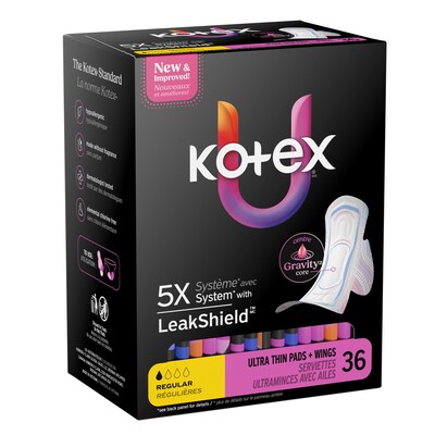 U by Kotex Security Regular Ultra thin Pad with Wings, Unscented, 36/Pack (58252)