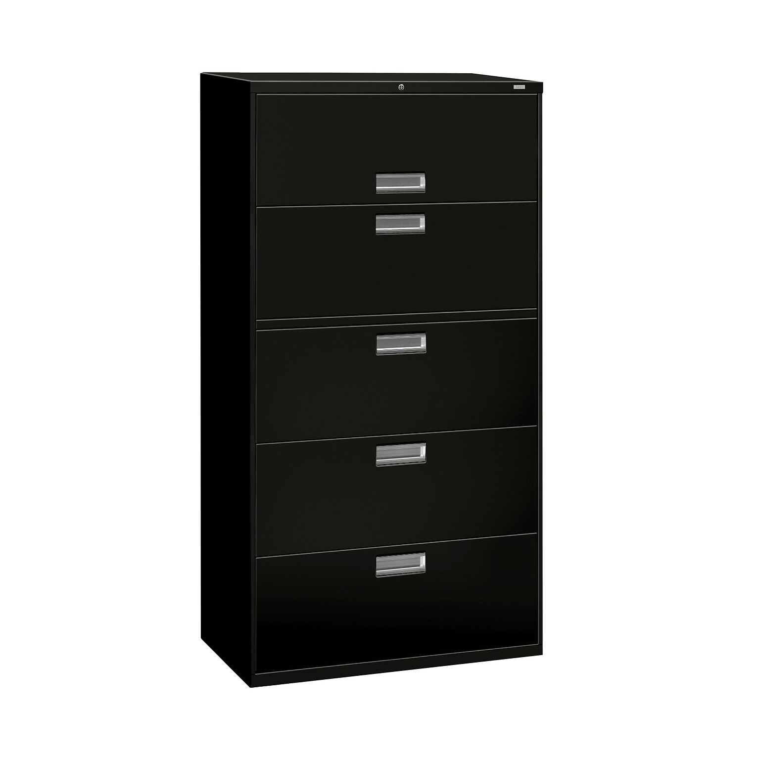 HON Brigade 600 Series 5-Drawer Lateral File Cabinet, Locking, Letter/Legal, Black, 36W (H685.L.P)