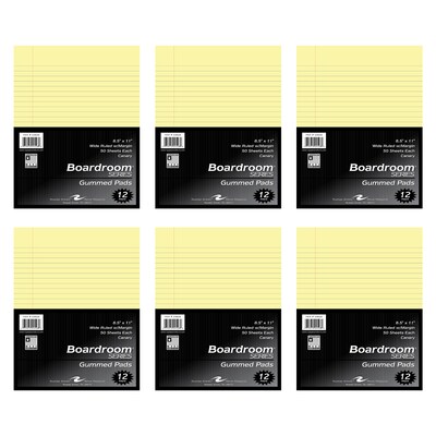 Roaring Spring Paper Products Boardroom Series Notepad, 8.5 x 11, Wide Ruled, Canary, 50 Sheets/Pad, 72 Pads/Carton (24528CS)