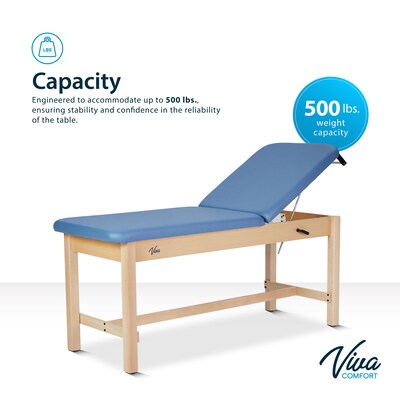 Aristo Wood Physician Exam Table with Adjustable Backrest, Paper Cutter, and Holder, 500lbs. Capacity, Blue (ADI996-HBF-BLU)