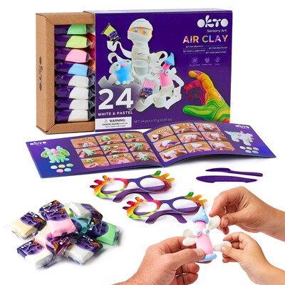 OKTO Air-Dry Clay Set, White/Pastel, 24/Set (OKT20024)