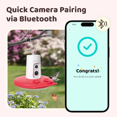 Birdfy Smart Hummingbird Feeder Ruby with Camera and AI by Subscription, Red (EPPAMBNI8902100)