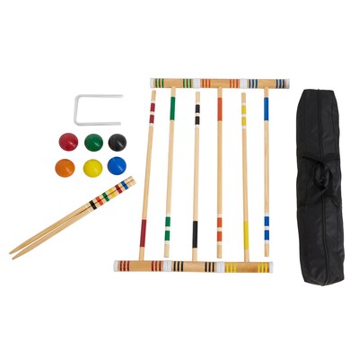 YardGames Wooden Croquet Lawn Game, Assorted Colors (CROQUET-001)