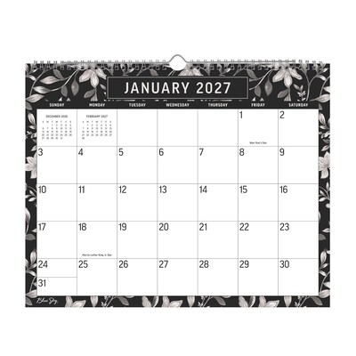 2027 Blue Sky 15 x 12 Monthly Wall Calendar, Black/White (160999)