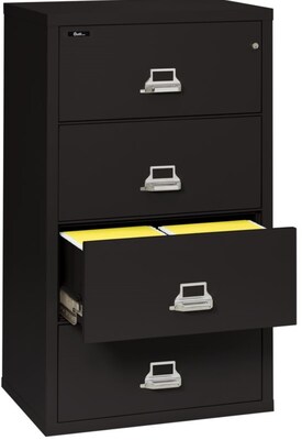 Quill Brand® 31 4-Drawer Fire Resistant Lateral File Cabinet with Lock, Letter/Legal, Black (Q431LA