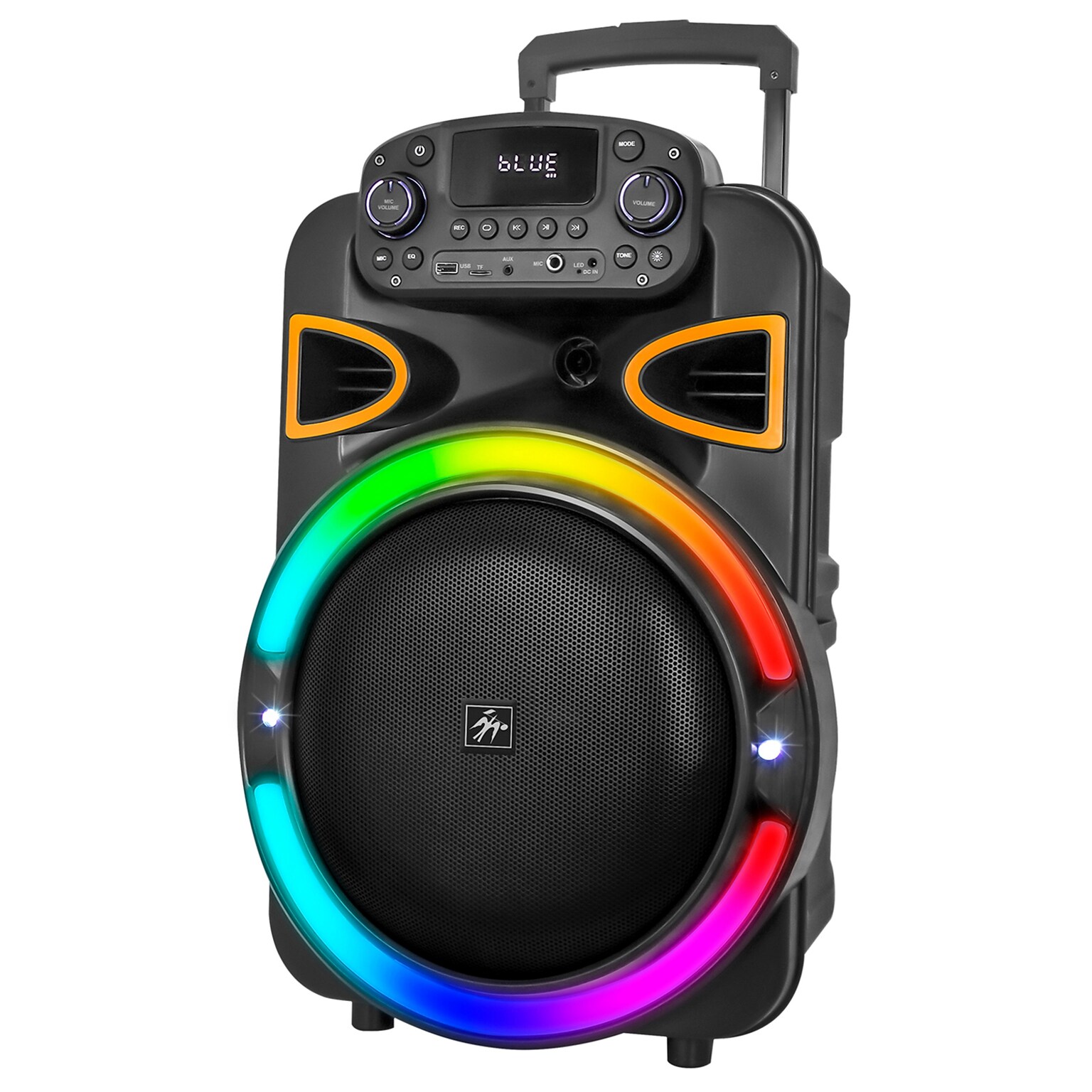 STUDIO PRO by FISHER DJ PARTY PRO Wireless Bluetooth Portable LED Ring-Light Party System Speaker, Black (SBX1530)