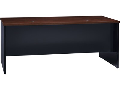 Hirsh 72"W Double-Pedestal Desk, Black/Walnut (20531)