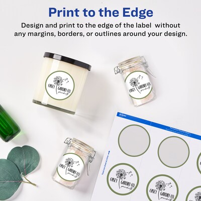 Avery Printable Round Labels with Sure Feed, 2" Dia, Matte White, 300 Labels/Pack (22877)