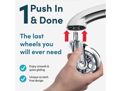 Lifelong Wheels Chair Caster, Clear/Silver, 5/Set (B0B27MGVGP)