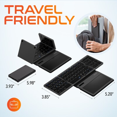 Delton F92 Foldable Portable Wireless Keyboard with Touchpad, Black (DKBF92)