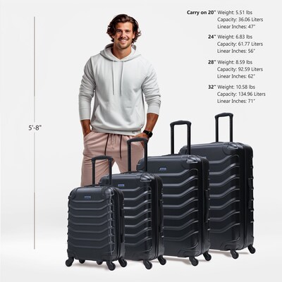 InUSA Endurance 4-Piece Hardside Spinner Luggage Set, TSA Checkpoint Friendly, Black (IUENDSMLXL-BLK)
