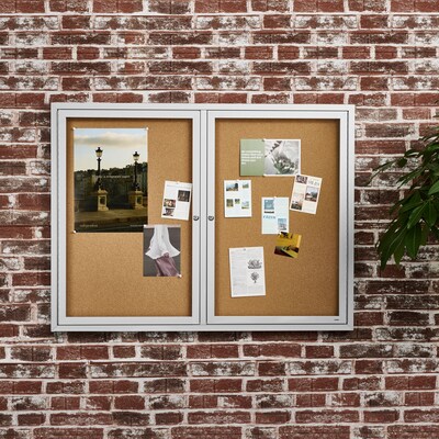 Staples Enclosed Cork Display Board, Aluminum Frame, 4' x 3' (ST61262)