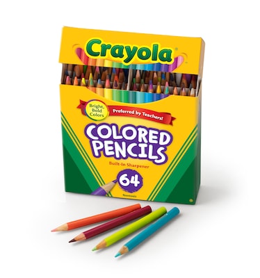 Crayola Kids Colored Pencil Set, Assorted Colors, 64 Pencils/Box (68-3364)