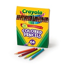 Crayola Kids Colored Pencil Set, Assorted Colors, 64 Pencils/Box (68-3364)