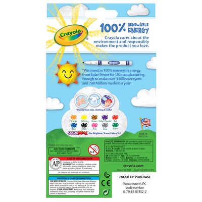 Crayola Ultra-Clean Washable Kids Marker, Fine Tip, Assorted Colors, 10/Pack, 8 Packs/Bundle (BIN587851-8)