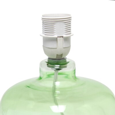 Creekwood Home Round Modern Glass 13.75" LED Table Lamp, Green/White (CWT-1015-GW)