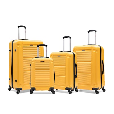 InUSA Pilot 4-Piece Hardside Spinner Luggage Set, TSA Checkpoint Friendly, Mustard (IUPILSMLXL-MUS)