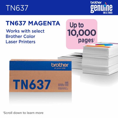 Brother TN637 Ultra High Yield Magenta Toner Cartridge, Prints Up to 10,000 Pages (TN637M)
