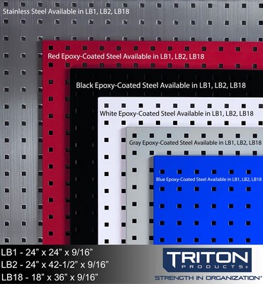 Triton Products LocBoard Kit, (2) 18" x 36" x 9/16" Steel Square Hole Pegboards, 28 Hooks and 2 Bins (LB18-CK)