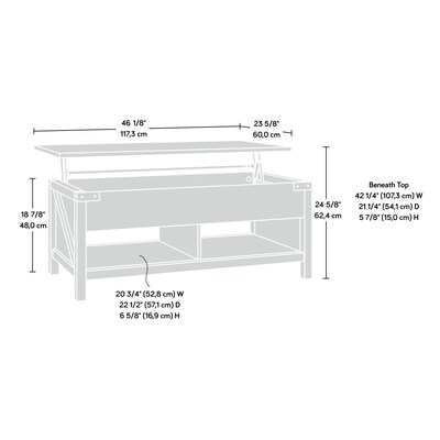 Sauder Bridge Acre 46"W x 24"D Coffee Table, Lintel Oak (427692)