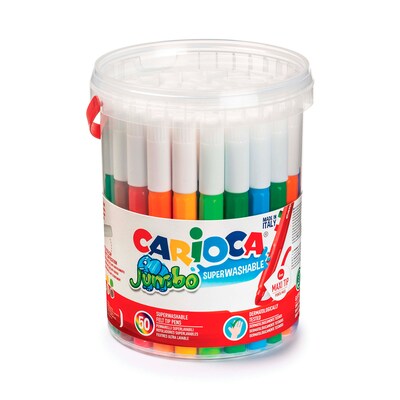 CARIOCA Jumbo Washable Kids Markers, Bullet Tip, Assorted Colors, 50/Set (CRA42312)
