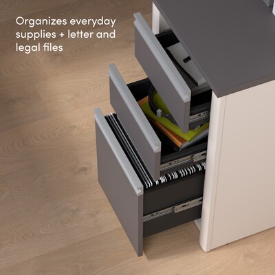 Bestar Connexion 72"W L Shaped Desk with Drawers and Keyboard Tray, Slate (93880-59)