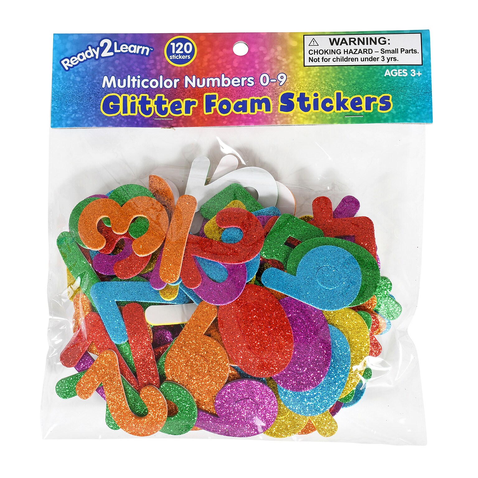 Ready2Learn Glitter Foam Sticker Numbers, Multicolored, 120/Pack (CE-10099)