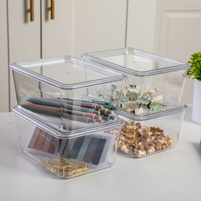 Martha Stewart Brody Stackable Plastic Storage Organizer, Clear, 4/Set (GSBAYM0164CLR)