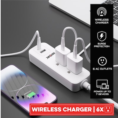 RAYOVAC 2-Outlet 2-USB Port Slim Surge Protector Power Strip with Braided Cord & Flat Plug, 3-ft., 540 Joules, White (SS-P311B)