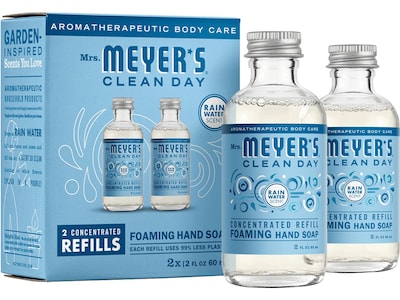 Mrs. Meyers Clean Day Foaming Hand Soap Refill, Rain Water Scent, 2 Fl. Oz., 2/Pack (355609)
