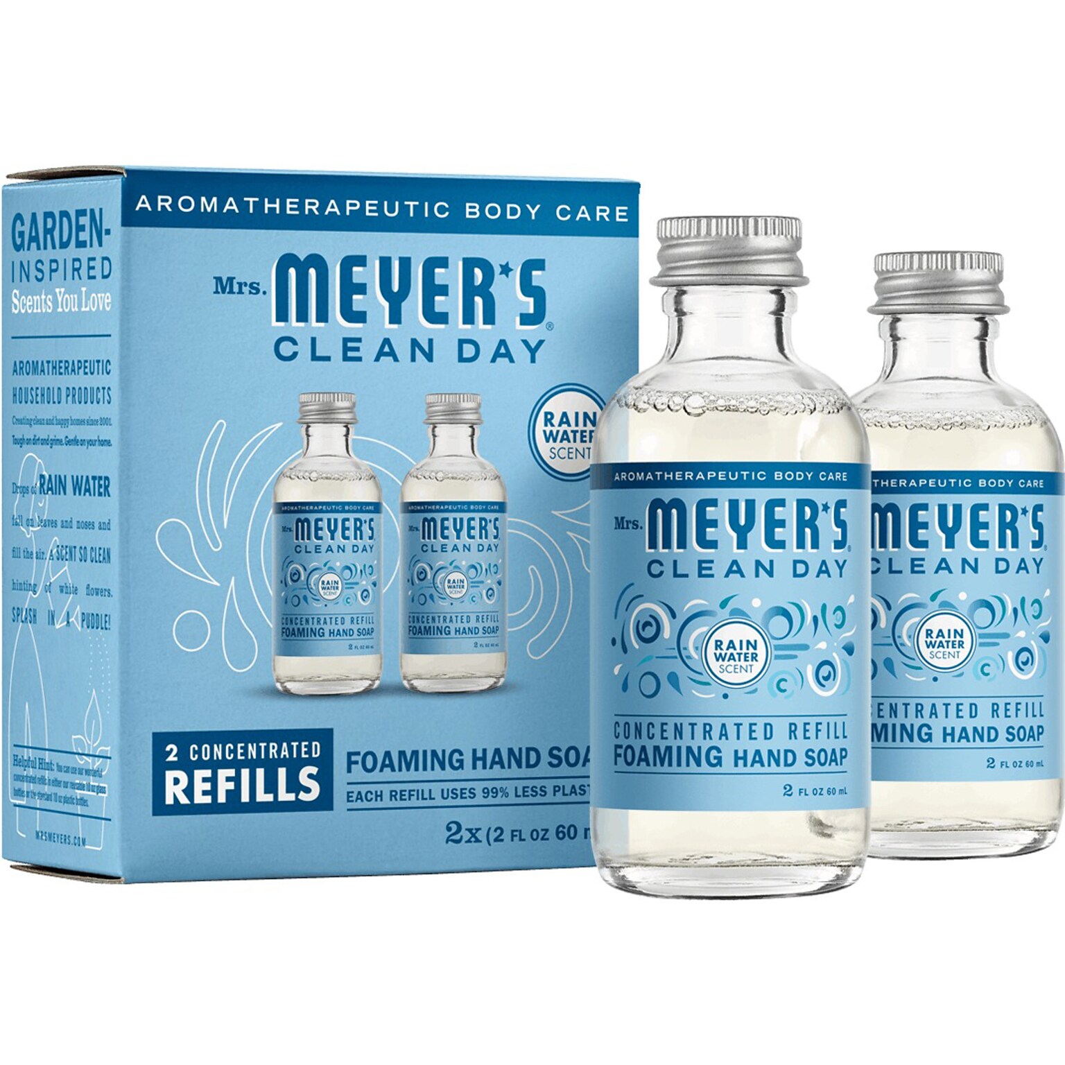 Mrs. Meyers Clean Day Foaming Hand Soap Refill, Rain Water Scent, 2 Fl. Oz., 2/Pack (355609)
