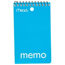 Mead 1-Subject Notebooks, 3 x 5, College Ruled, 60 Sheets, Assorted Colors (45354)