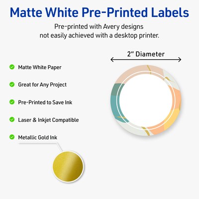 Avery Round Laser/Inkjet Multipurpose Labels, 2, White, 120/Pack (19479371107)