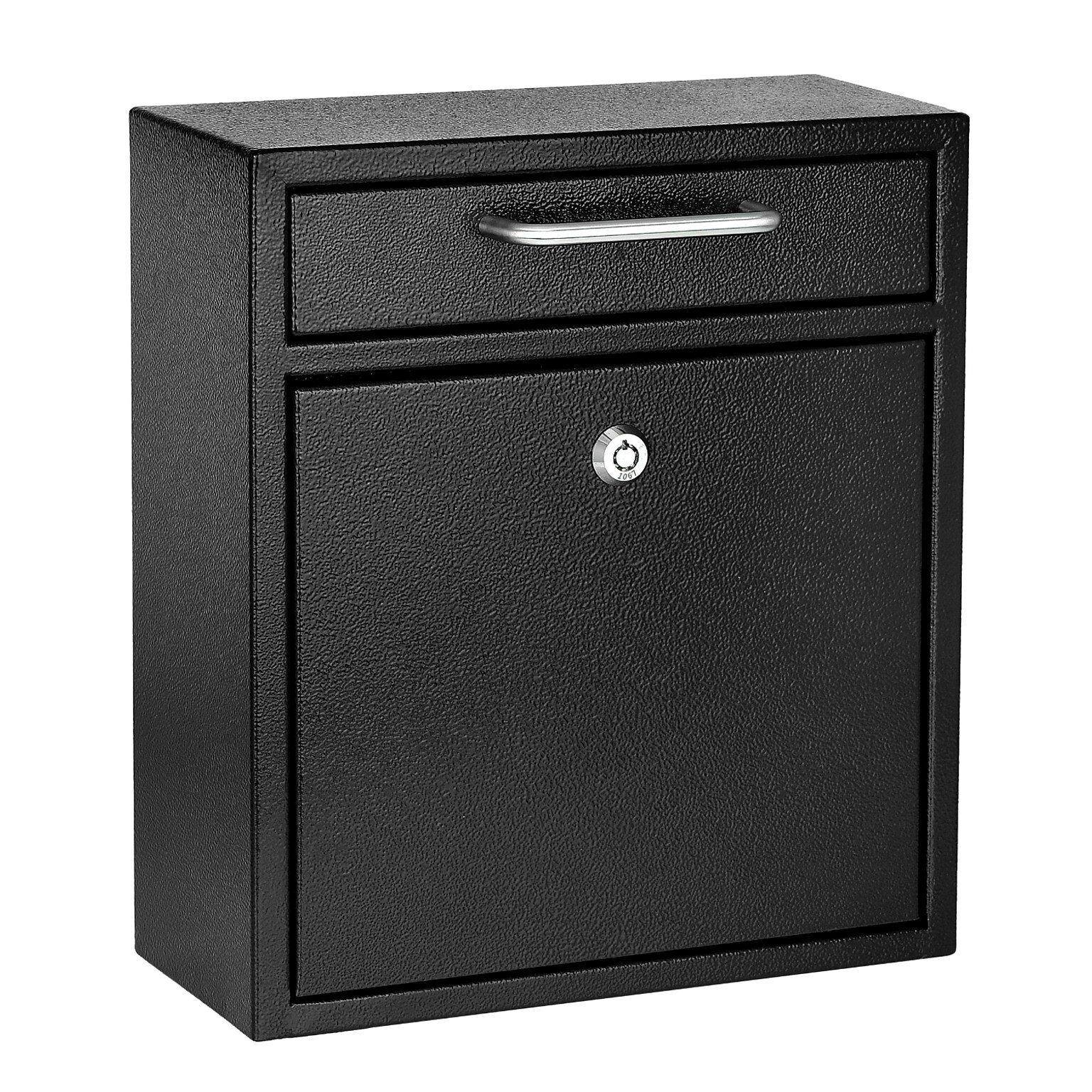 AdirOffice Steel Ultimate Locking Wall Mounted Drop Box Interoffice Mailbox, Medium, Black (631-05-BLK-PKG)