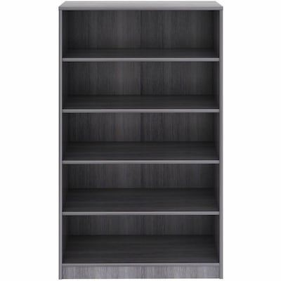 Lorell 60 5-Shelf Bookcase with Adjustable-Shelves, Weathered Charcoal Laminate (LLR69631)