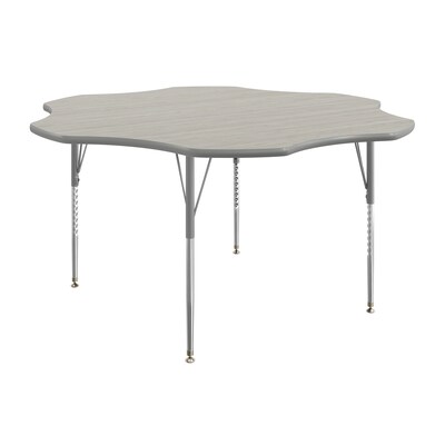 Flash Furniture Wren 60 Flower Activity Table, Height Adjustable, Light Gray Top/Silver Frame (XUA60FLRLGTA)