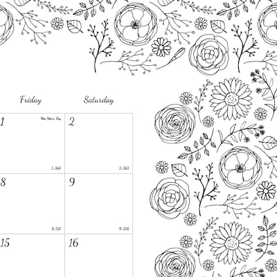 2027 Blueline DoodlePlan 22" x 17" Monthly Desk Pad Coloring Calendar, Black/White (C2917311-27)