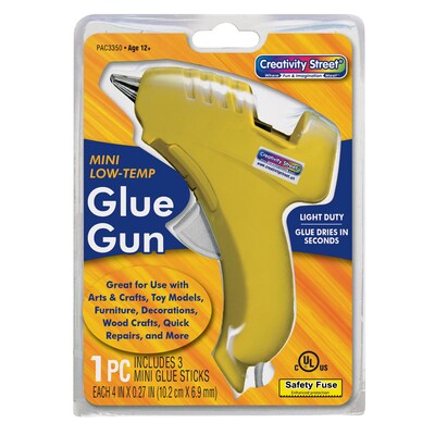 Creativity Street Low-Temp Mini Glue Gun with Glue Sticks, Yellow, 2 Packs/Bundle (CK-3350-2)