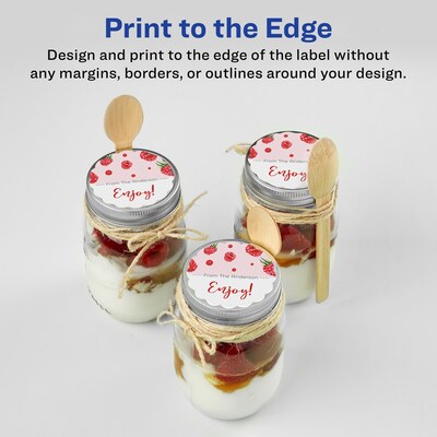 Avery Laser/Inkjet Decorative Edge Waterproof Multipurpose Labels, 2.5"  x 2.5", White, 90/Pack (94516)
