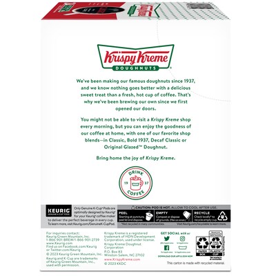 Krispy Kreme Classic Coffee Keurig® K-Cup® Pods, Medium Roast, 24/Box (06110)