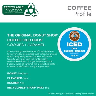 The Original Donut Shop Iced Duos Cookies + Caramel Iced Coffee Keurig® K-Cup® Pods, Medium Roast, 24/Box (5000373021)