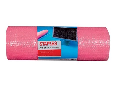 Staples Anti-Static Extra-Wide Bubble Cushioning Roll, 3/16”, 24” x 30’, Pink Static-Safe Wrap for Electronics & Sensitive Items