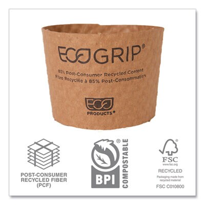Eco-Products EcoGrip Hot Cup Sleeves, Kraft, 1,300/Carton (EG-2000)