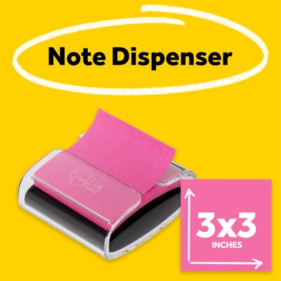 Post-it Pop-Up Notes Dispenser for 3 x 3 Notes, Black/Clear (WD-330-BK)
