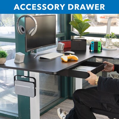 Mount-It! Large 63"W Electric Corner Adjustable Standing Desk, Black/White (MI-15016)