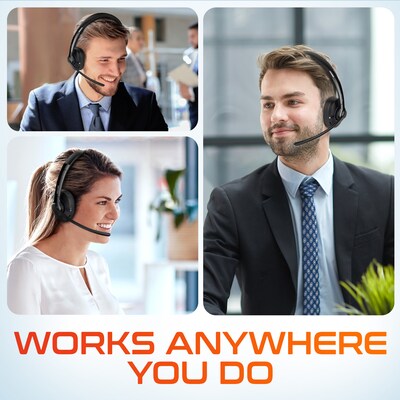 Delton 60X Stereo Noise Canceling Bluetooth Computer Headset - Compatible with MS Teams, Black (DBTHEAD60XBTDL)
