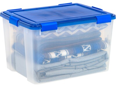 Iris WeatherPro 74 Qt. Latch Lid Storage Bin, Clear/Blue (500204)