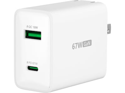 j5create 67W GaN USB-C 2-Port Charger for Laptops, Tablets and Mobile Devices, White (JUP2367)