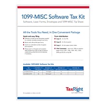 ComplyRight TaxRight 2023 1099-MISC Tax Form Kit with eFile Software & Envelopes, 6-Part, 10/Pack (S