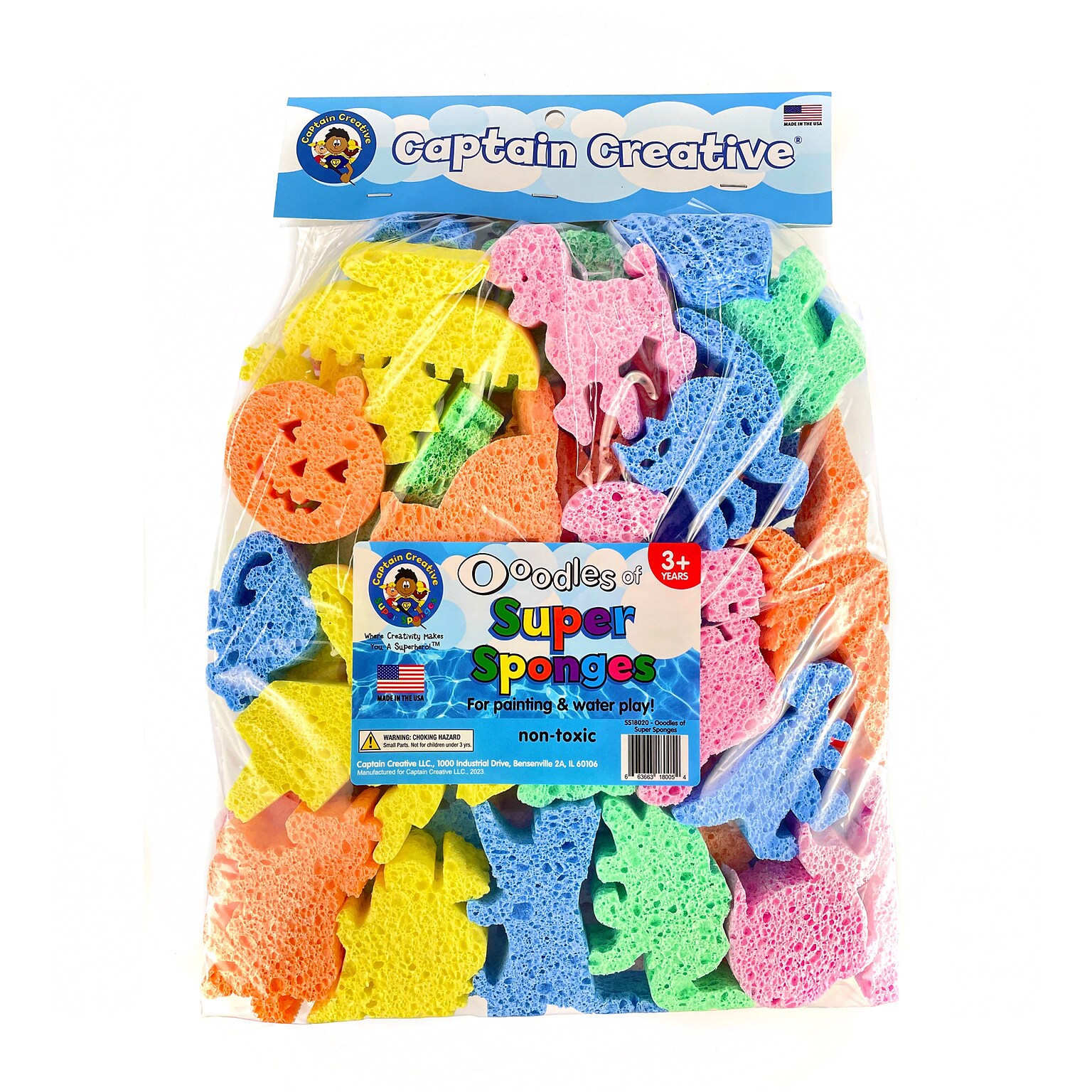 Captain Creative Ooodles of Super Sponges, 1, Assorted Colors, 30/Set (APISS18055)